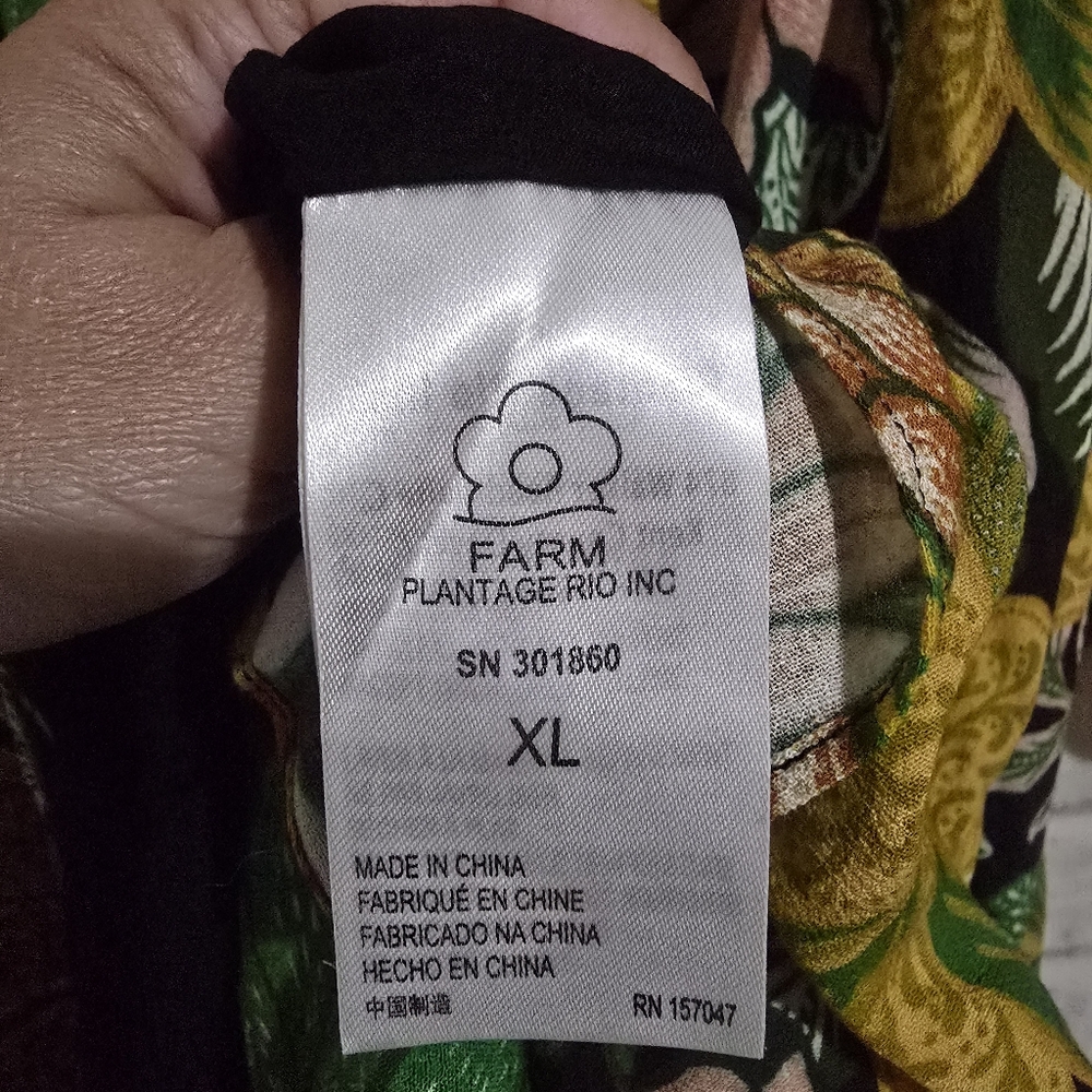 EUC Farm Rio Long Sleeve Maxi Dress Black Garden Floral Size XL - Picture 13 of 14